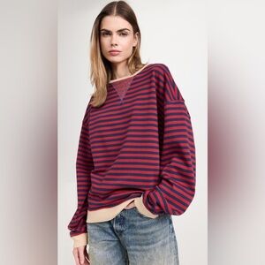 Free people Classic Striped Crew Sweatshirt nautical stripe